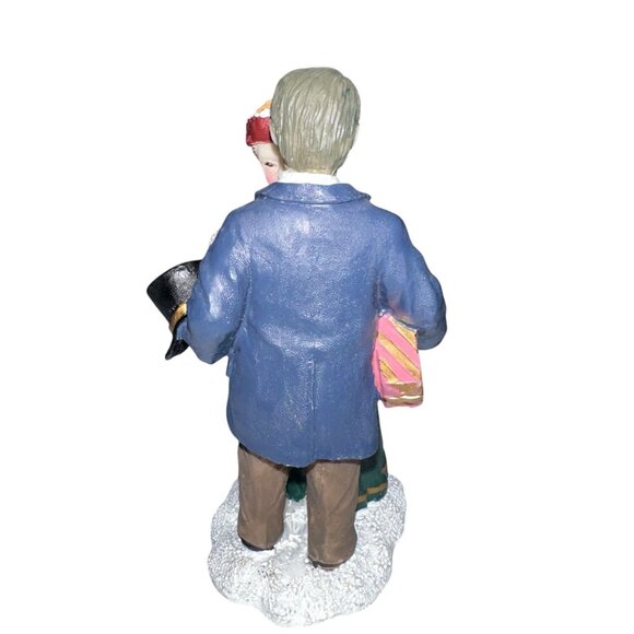 Vtg 2000 Village Square Dancing Couple Children 3 Pc Figurine Mervyn Christmas - Picture 6 of 12